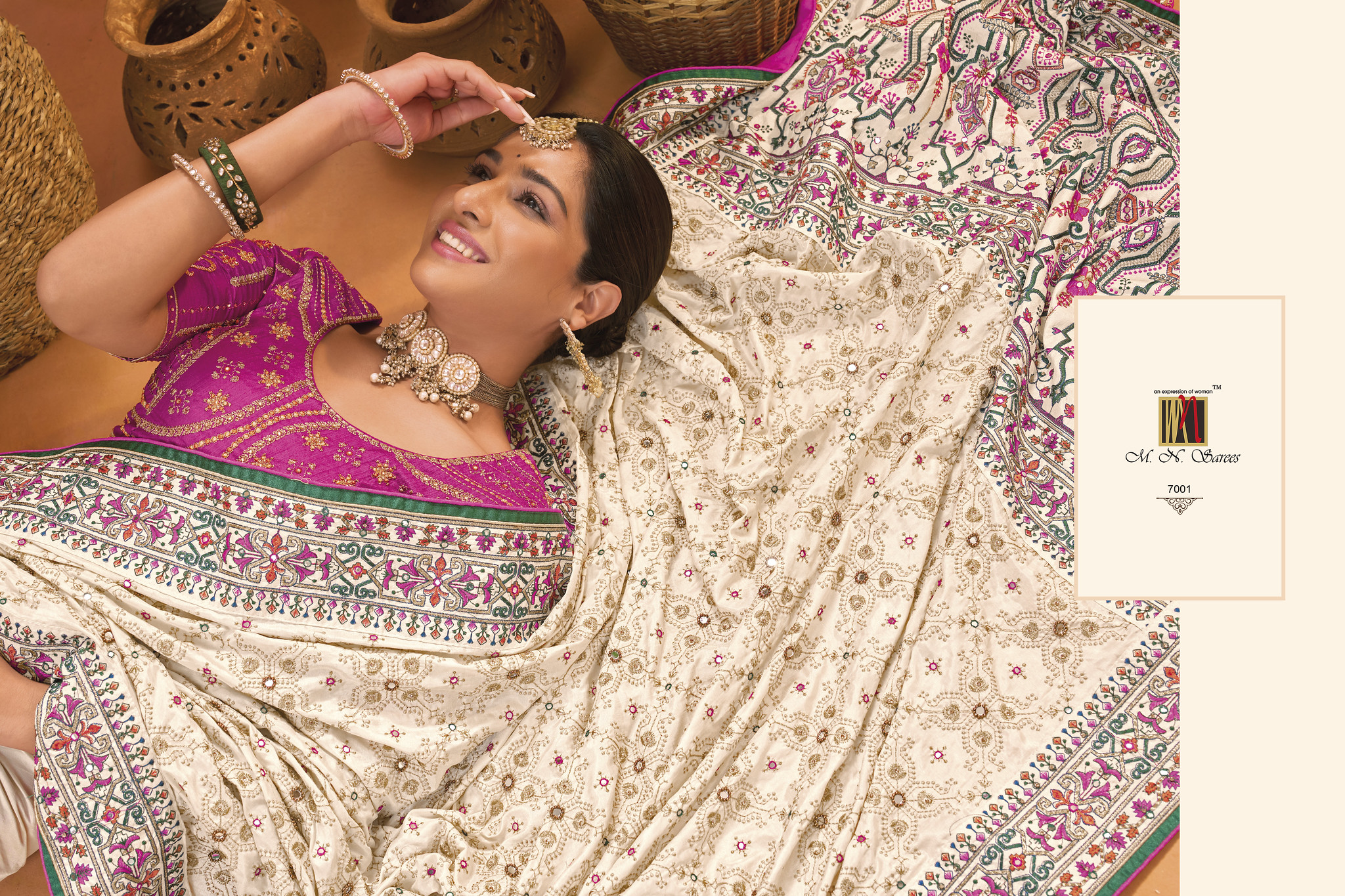 Multi Color Splendid Kachhi Silk Saree With Weaving Work